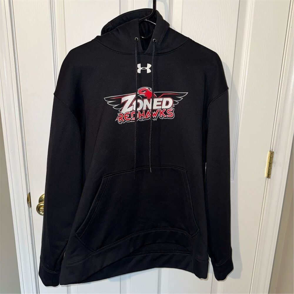 Under Armour Men's‎ Black Graphic Print Pullover Hoodie Size L NJ Zoned Redhawks